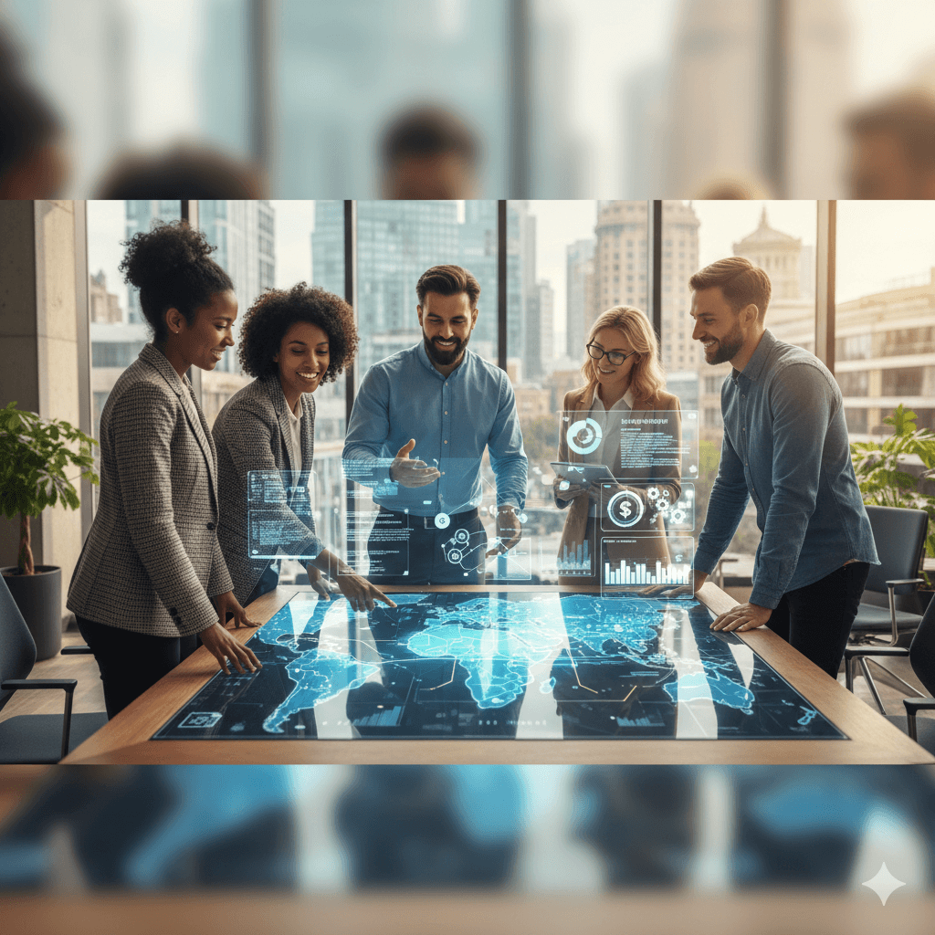 Modern office environment with AI technology